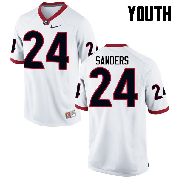 Georgia Bulldogs Youth Dominick Sanders #24 White Stitched College UGA Football Jersey 23HN015NG